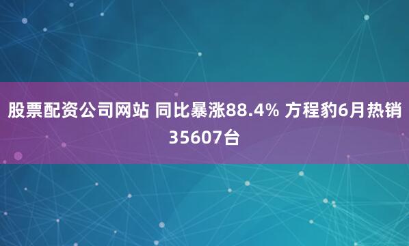 股票配资公司网站 同比暴涨88.4% 方程豹6月热销35607台